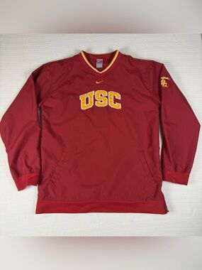 Vintage Nike Team USC Trojans V-Neck Windbreaker Jacket Women's Large Red